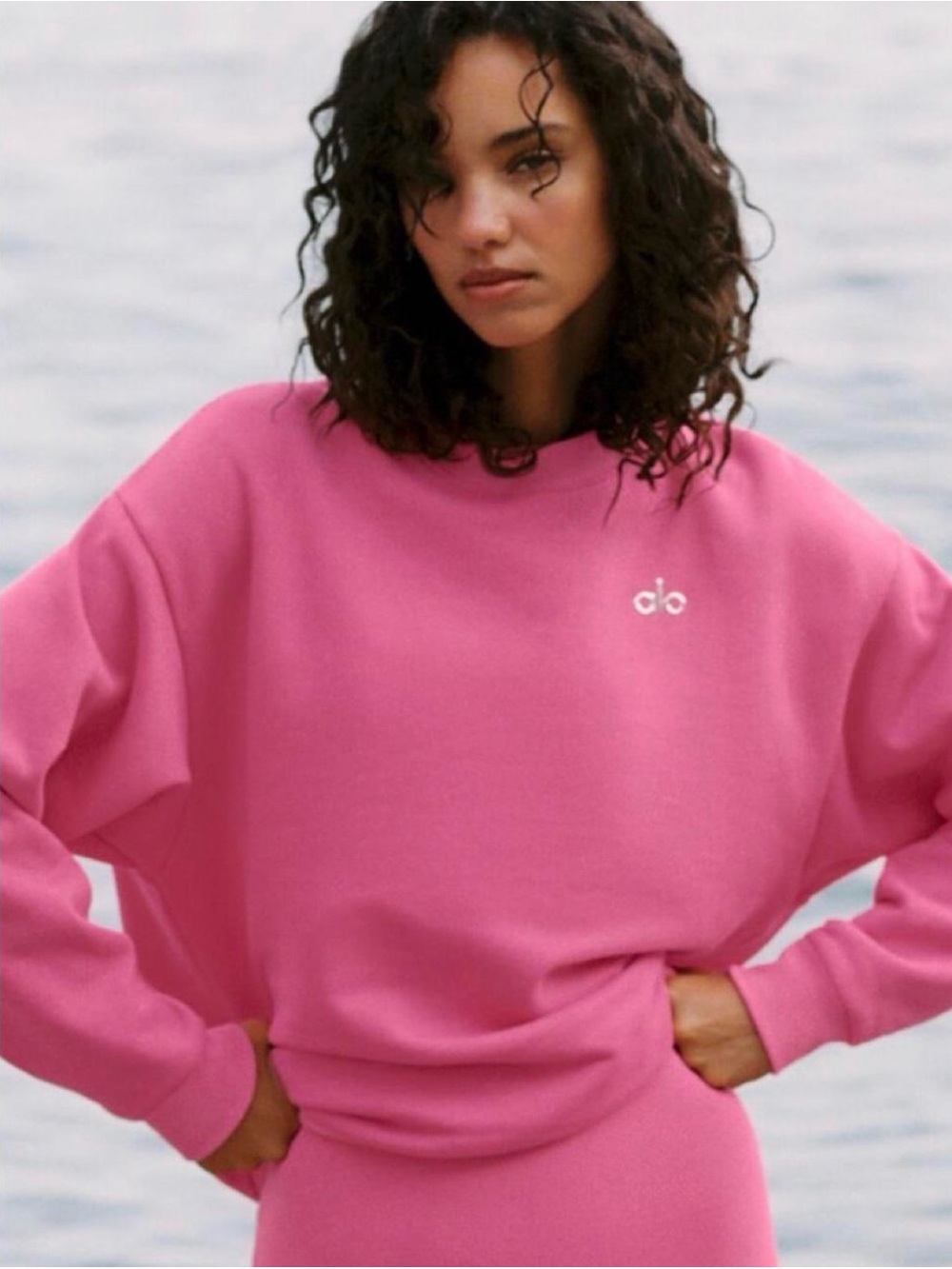 Alo Women's Pink Crew Neck Sweatshirt